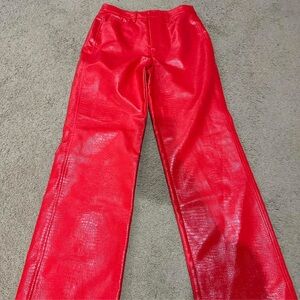 Vibrant Red Women's Straight Leg Pants